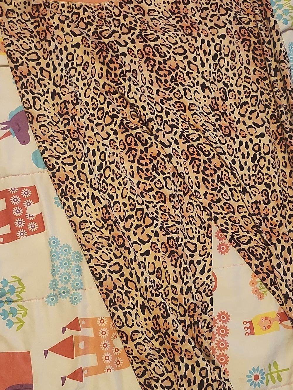 Leopard Print Leggings - Beige and Black